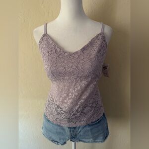 Sheer lace purple cami